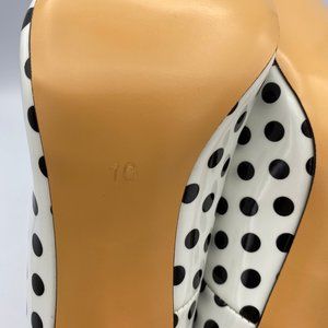 YDN Shoes | Xyd Pointed Toe Mid Heel Pumps White Polka Dots | Poshmark